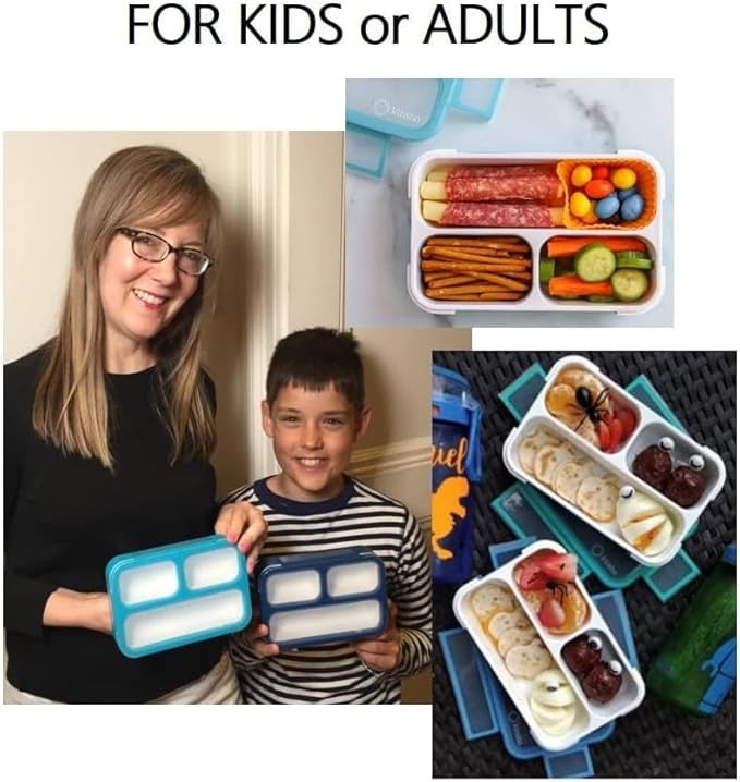 Mini Bento-Box Snack Boxes Set of 2 | Small Portion Lunch Containers for Kids Boys Girls Toddlers | BPA Free | Navy & Blue