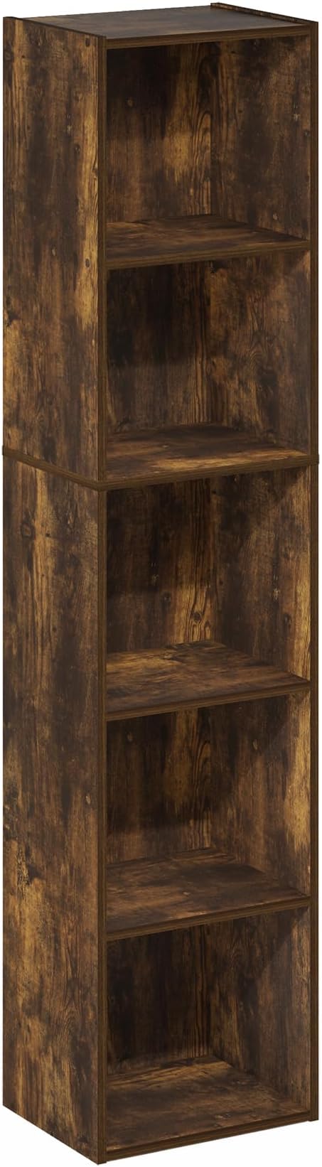 Furinno Pasir 5-Tier Open Shelf Bookcase, Bookshelf, Amber Pine