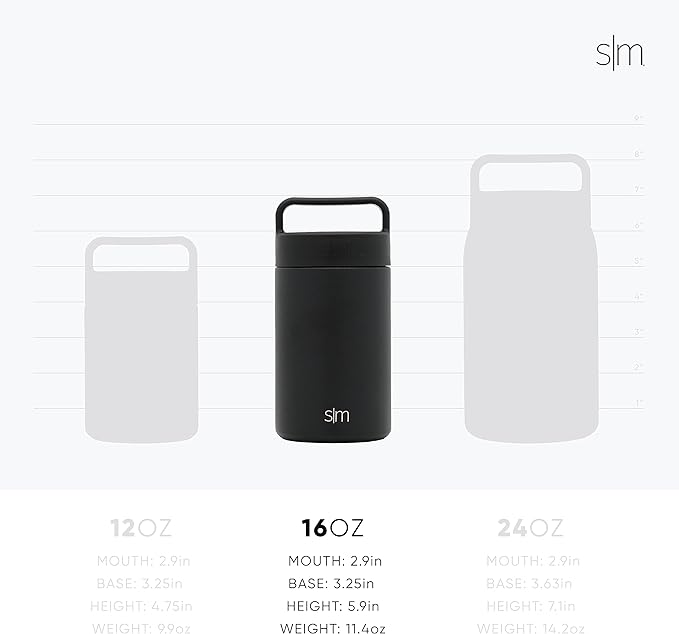 Simple Modern Food Jar for Hot Food | Reusable Stainless Steel Vacuum Insulated Leak Proof Lunch Storage for Smoothie Bowl, Soup, Oatmeal | Provision Collection | 16oz | Midnight Black