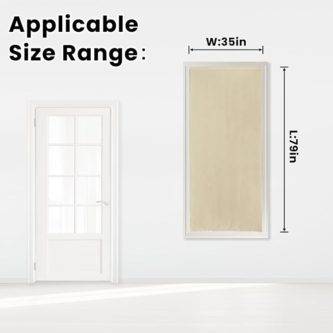 Self Adhesive Portable Blackout Curtains for Bedroom Easy to Install Window Thermal Lnsulated Kitchen Room Darkening Small Window Curtains, Cortinas Para Cuarto, 35"W X 79"L, Beige, 1 Panel