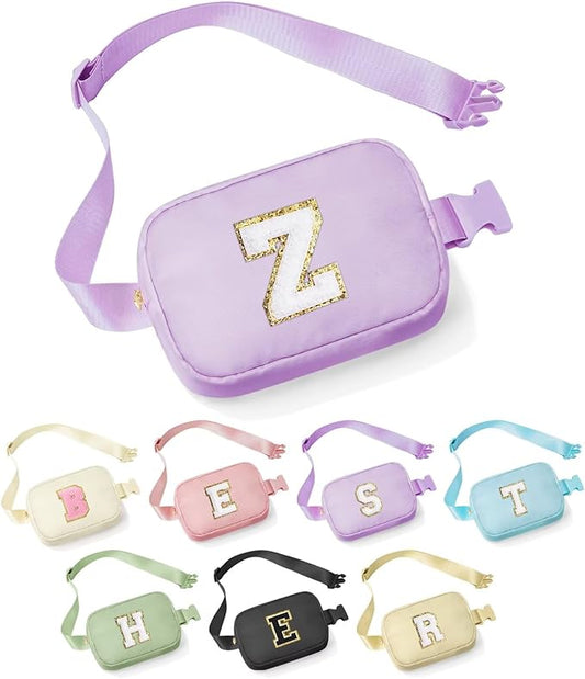 YOOLIFE Birthday Gifts for 4 5 6 7 8 9 10 11 12 13 14 Year Old Girls - Initial Fanny Pack Belt Bag Purse for Girls Teens Daughter Sister Niece, Personalized Trendy Stuff for Teen Girl Kids | Purple Z