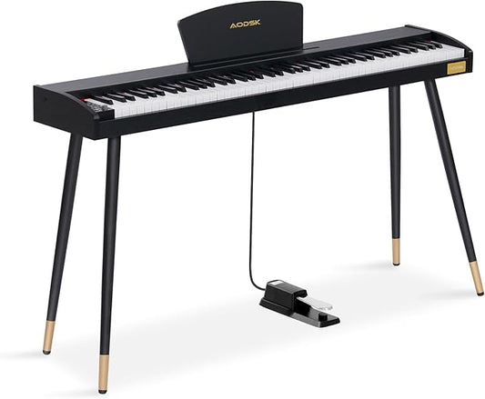 AODSK 88 Keys Digital Piano,Full-size semi weighted key,128 Tones & Rhythms, MIDI/USB Connectivity, Headphone Jack