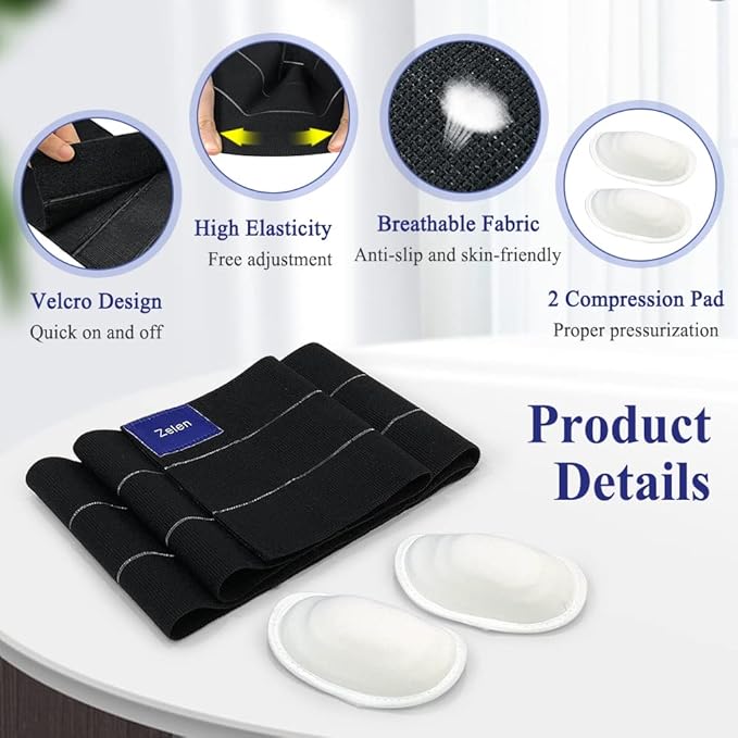 Umbilical Hernia Belt for Women Men Abdominal, Belly Button Hernia Support Belts for Men, Abdominal Support Binder with Compression Pads, Hernia Relief Wrap, Belly Band Post Hernia Surgery (43"-62")