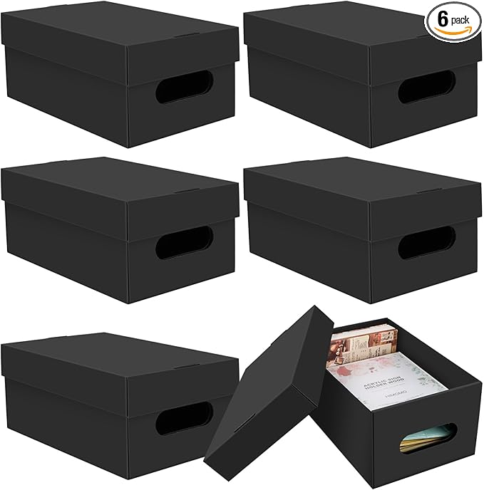 6PCS Photo Storage Box for 4"x6" Photos,10.2“ x 6.5“ x 4.7“ Picture Box Store and Protect Pictures,Documents Black