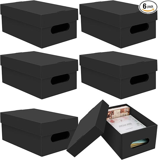 6PCS Photo Storage Box for 4"x6" Photos,10.2“ x 6.5“ x 4.7“ Picture Box Store and Protect Pictures,Documents Black