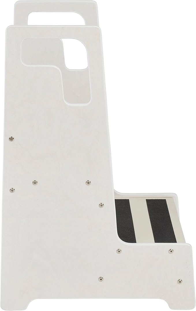 ECR4Kids Reach-Up Step Stool with Handles, Kids Furniture, White Wash