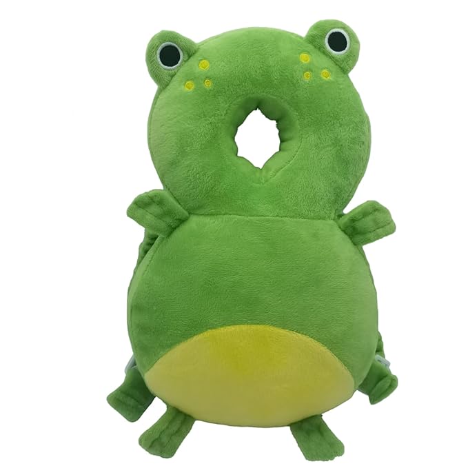 Baby Head Protection Backpack - Soft & Comfortable, Cute Cartoon Design (Q77-Frogs)