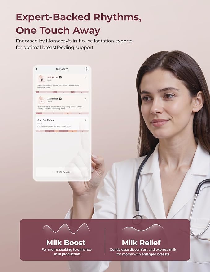 Momcozy Breast Pump Hands Free Upgraded Mobile Flow | M9, App Discreet Control with Personalized Multi-Modes & 15 Levels, Wearable Breast Pump 24mm, 2 Pack Cozy Red