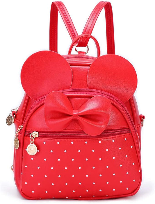 KL928 Girls Bowknot Polka Dot Cute Mini Backpack Small Daypacks Convertible Shoulder Bag Purse for Women