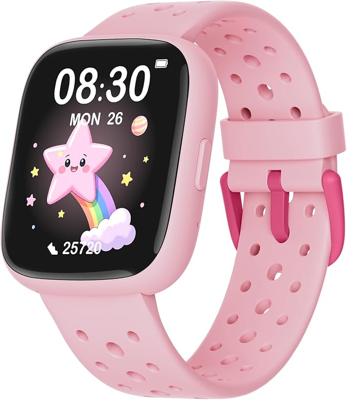 Kids Watch for Girls 5-12, Kids Smart Watch Fitness Tracker Pedometer, No Phone Needed, Puzzle Games with Parental Control, IP68 Waterproof, Heart Rate, Sleep Monitor, Step Counter, 80 Sports