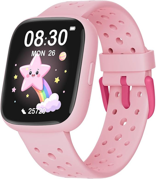 Kids Watch for Girls 5-12, Kids Smart Watch Fitness Tracker Pedometer, No Phone Needed, Puzzle Games with Parental Control, IP68 Waterproof, Heart Rate, Sleep Monitor, Step Counter, 80 Sports