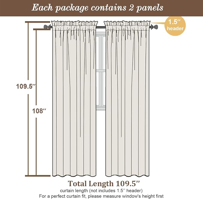 Chyhomenyc Extra Long Sage Green Semi Sheer Curtains 108 Inches Long 2 Panels - Image 5