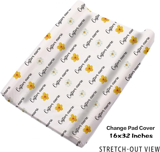 Custom Nursery Crib Bedding Set: 4 Piece Yellow Floral Elephant Design Baby Crib Sets for Girls with Personalized Name - Toddler Double Layer Blanket Set, Comfortable Crib Bed Sheets for Baby Toddlers