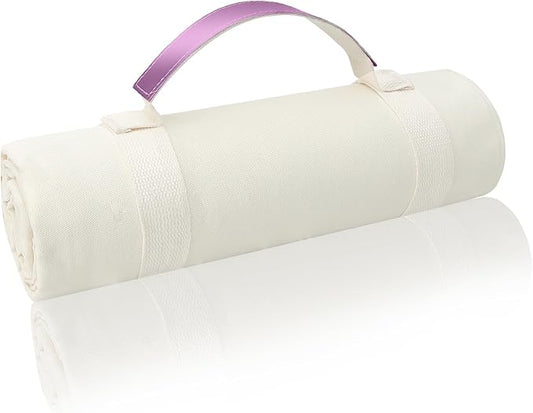 4’9” x 6’3” White Lightweight Water-Resistant Canvas Mat – Picnic, Outdoor, Beach, Park, Camping, Toy Mat