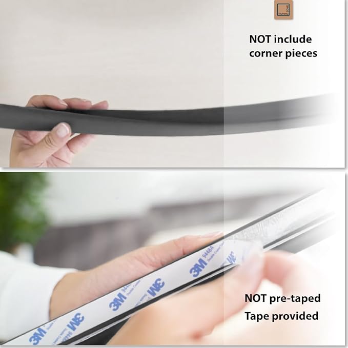 Roving Cove HeftyFit Edge Protector for Baby Proofing (9ft Large Edge Only), Heavy-Duty Soft Rubber Foam Furniture Edge Bumper Guards, Desk Edge Cushion, Wall Corner Covers, 3M Adhesive, Onyx Black