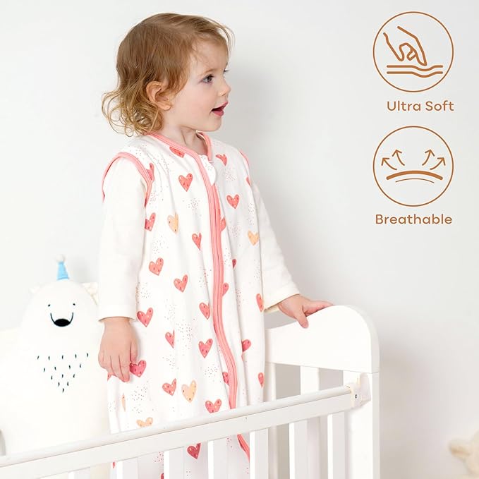 Yoofoss Baby Sleep Sack 6-12 Months Baby Wearable Blanket 100% Organic Cotton 2-Way Zipper TOG 0.5 Toddler Sleeping Sack, Lightweight Sleep Sacks for Babies(Medium)