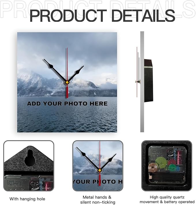 Generic Custom Wall Clock Personalized Wall Photo That PVC Customized Round Silent Clock for Living Room Wedding Friend Family Lover, 10inch-25cm