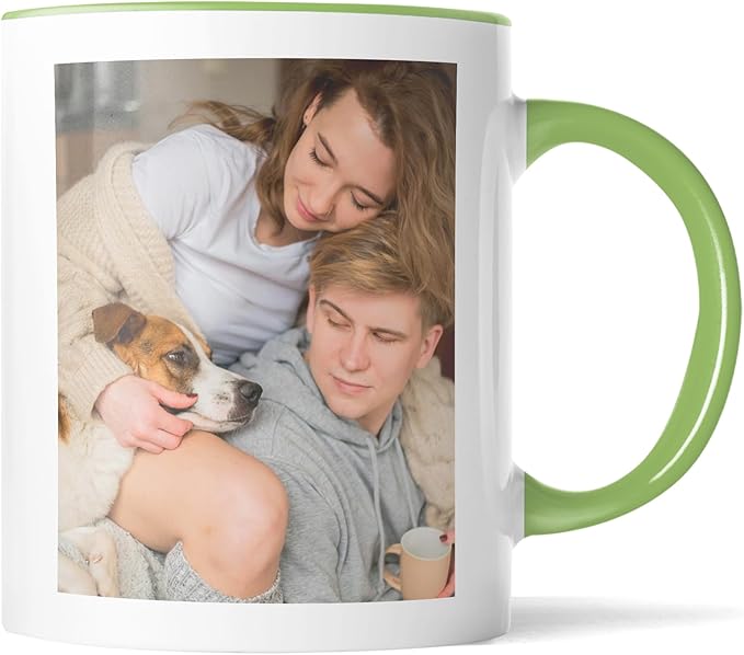 Custom Mug Upload Your Picture Personalized Coffee Mug with Photo Text Name Customized Cup Unique Ideas Gifts for Men Women Mom Dad Girlfriend Boyfriend Friend Family (Green, 11oz)