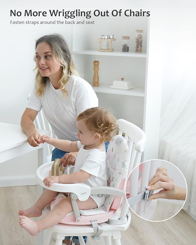 Baby Booster Seat for Dining Table with Removable Tray & Cushion, 3in1 Portable Toddler Booster Seat, 4 Height Adjustable Travel High Chair for Babies and Toddlers