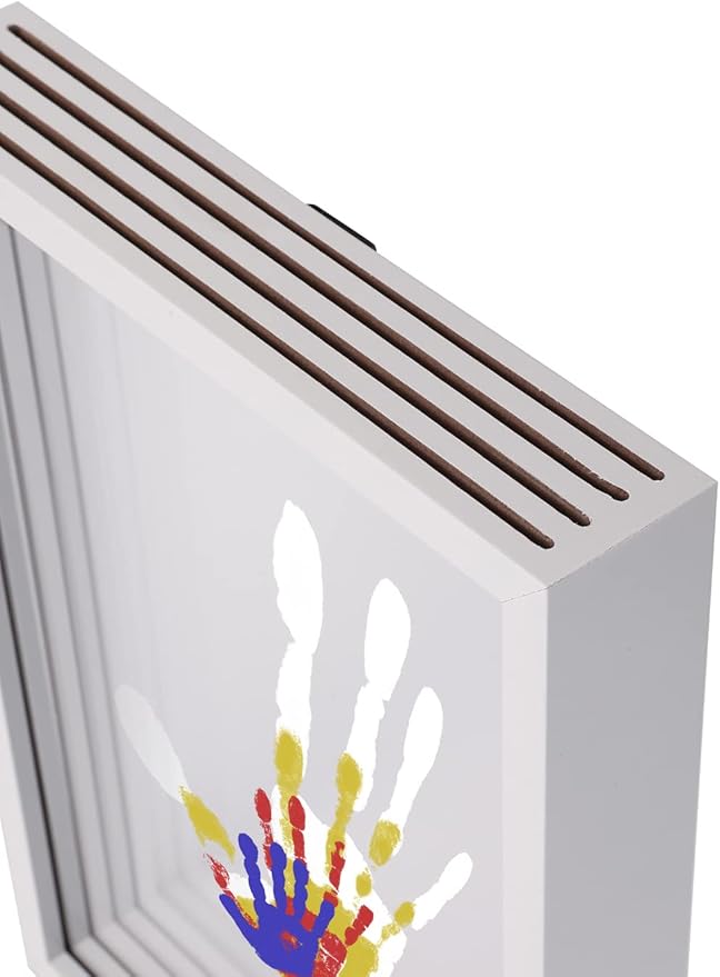 CHERRY CHEERS Family Handprint Kit with Light, Handprint Keepsake Frame, Wooden Led Light, Easy Install, No Need Screw etc, Non-Toxic Paints (White)