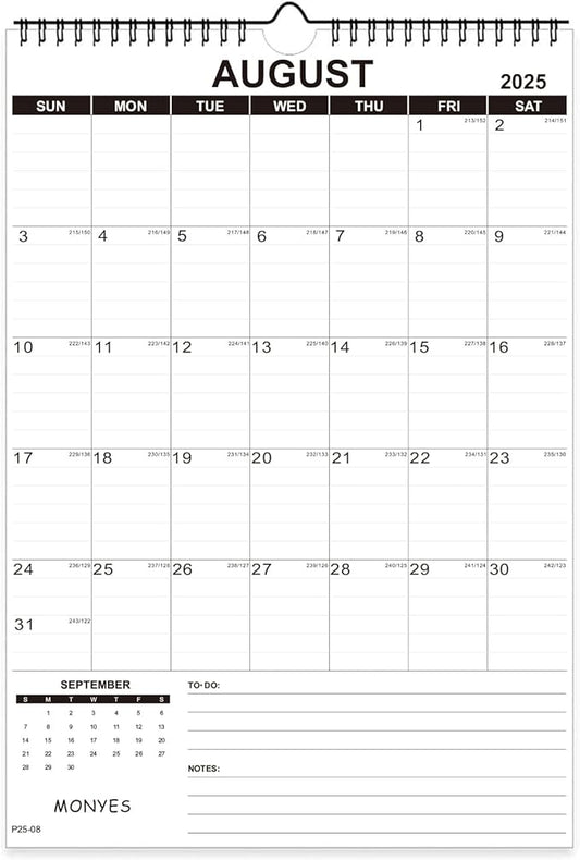 Wall Calendar 2025-2026 Large, 17" x 12" Academic Calendar, Monthly Calendar with Wire Binding & Hanging Hook, Large Wall Calendar