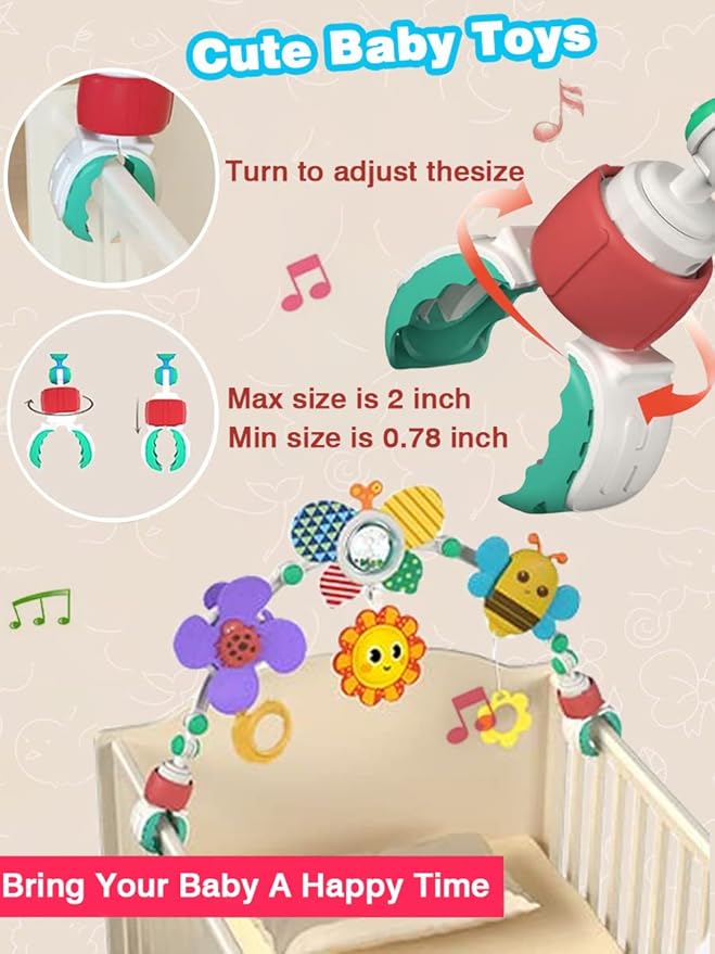 Pau1Hami1ton Baby Stroller Arch Toys, Car Seat Toys,Bouncer Toy Bar/Mobile for Bassinet,Adjustable Baby Hanging Toys Fit for Crib Bed,Stroller,Car Seat Gifts.S-19(Butterfly)