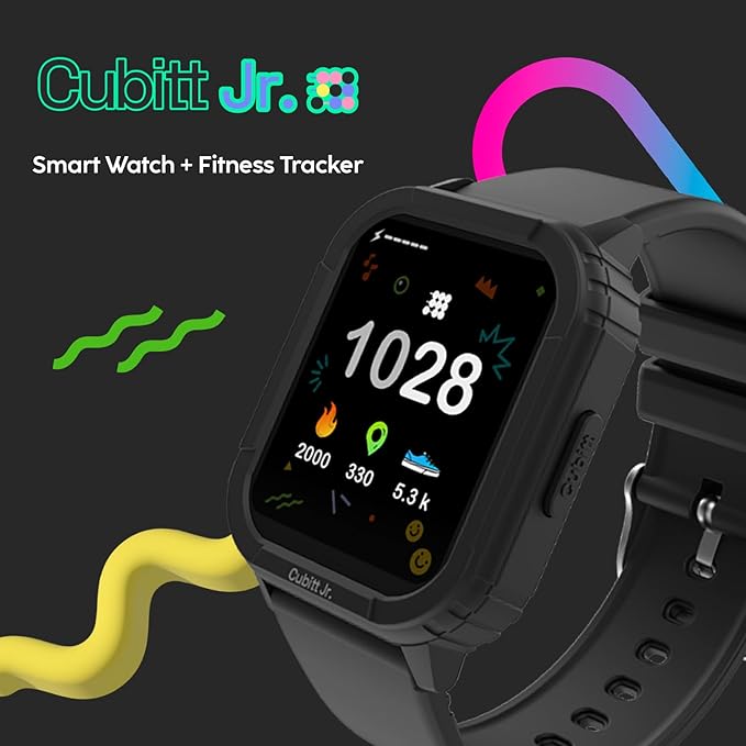 Cubitt Jr Smart Watch Fitness Tracker for Kids and Teens, with Games, Step Counter, Sleep Monitor, Heart Rate Monitor, Activity Tracker, Good Habits Alarms, 1.52" Touch Screen, IP68 Waterproof