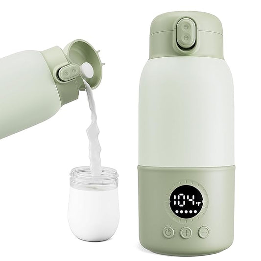 Portable Bottle Warmer for Travel, 2-Min Fast Heating Baby Bottle Warmer,12.8oz Formula Container to Go for Breastmilk, Formula Dispenser with Long-Lasting Keep Warm Function