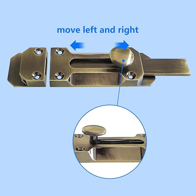 2 pcs Zinc Alloy Sliding Door Lock, Barrel Bolt Cabinet Lock Barrel Bolt Closure Cabinet Door Security Sliding Door Lock for Home Windows and Doors Cabinet Furniture
