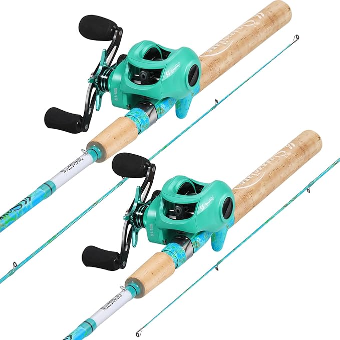 Sougayilang Fishing Rod and Reel Combo, 2-Piece 5-Foot 6-Inch Graphite & Fiberglass Rod, Durable and Strong, Quickset Anti-Reverse Fishing Reel (1Pack/2Pack)