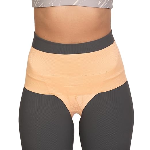 Women's Pelvic Support Belt - Uterus & Bladder Girdle | Postpartum Recovery, Pain Relief | High Waist Beach Sand (Large)