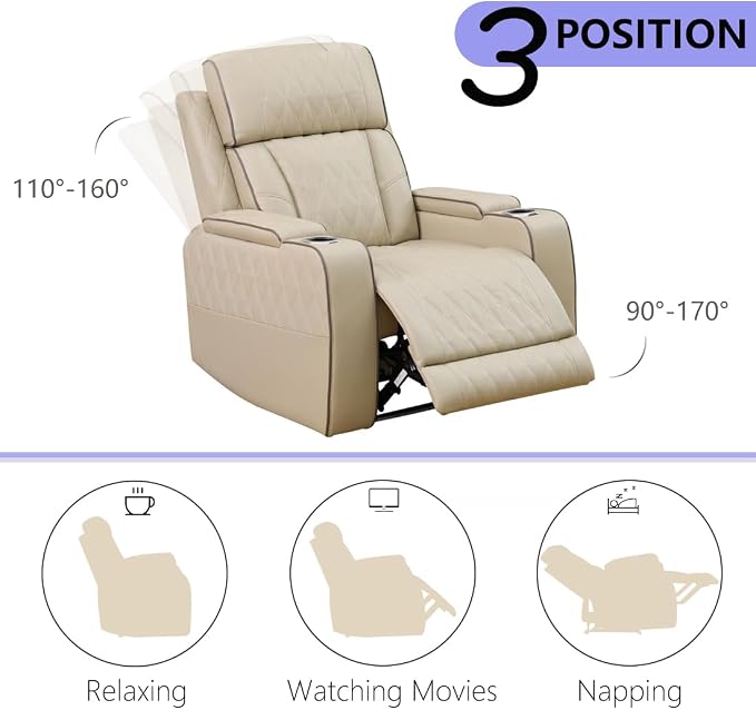 Power Leather Recliner Sofa Chair, Living Room Furniture Sets, Breathing - Image 6