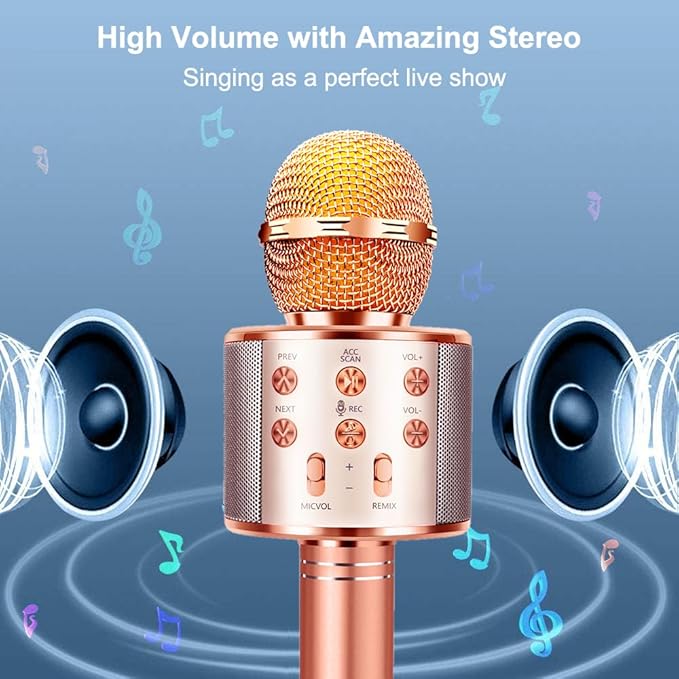 Microphone for Kids Voice Change Karaoke Microphone Kids Girl Gifts Handheld Wireless Bluetooth Microphone Home Party Favor Mic Microphones Kids Christmas Birthday Gifts