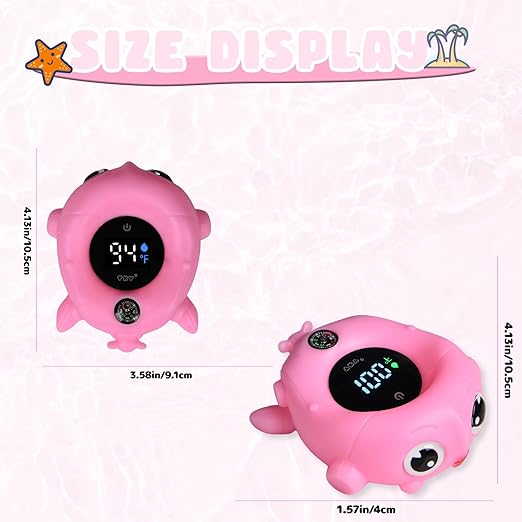 TKY Baby Bath Thermometer with Floating Toys - Digital Water & Room Temperature Monitor, Rechargeable Thermometer with Alerts for Newborn Bath Essentials, Infant Safety