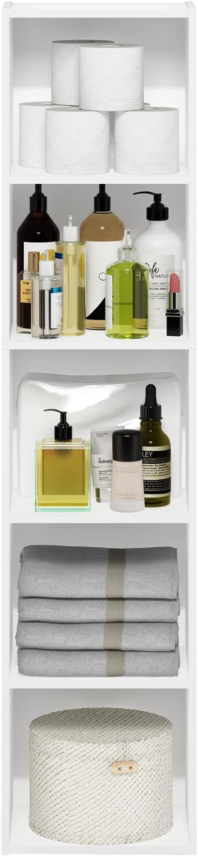 Furinno Luder Bookcase / Book / Storage, 5-Tier Cube, White