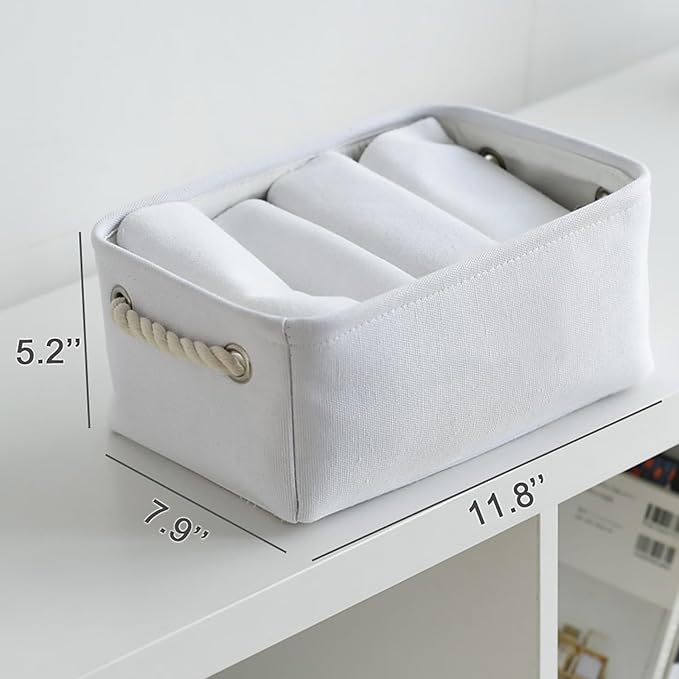 TheWarmHome Storage Basket for Gifts Empty - 11.8x7.8x5.2 inch 1 Pack Fabric Storage Cubes, Nursery Organizers and Storage for Closet Cloth Toy Book (White)