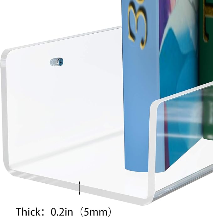 NIUBEE Kids Acrylic Floating Bookshelf 36 Inch,Clear Invisible Wall Bookshelves Ledge Book Shelf,50% Thicker with Screwdriver