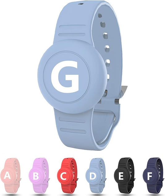 Waterproof Bracelet for AirTag Kids, Personalized Initial Letter Hidden Holder Compatible with Air Tag, Silicone Case for Airtag Adjustable Anti-Lost GPS Tracker for Toddler Child Elder, G