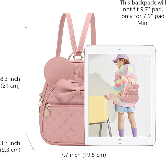 KL928 Girls Bowknot Polka Dot Cute Mini Backpack Small Daypacks Convertible Shoulder Bag Purse for Women