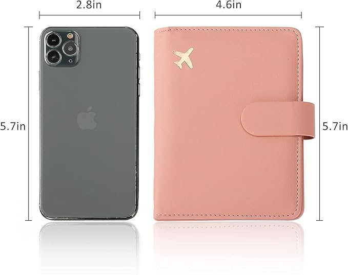 Melsbrinna Rfid Passport Holder for Travel women/Men, Cute Passport Wallet Rfid Blocking Card Slots, Rfid Passport Cover/CaseTravel Wallet, Passport Book Holder (2, Black pink)