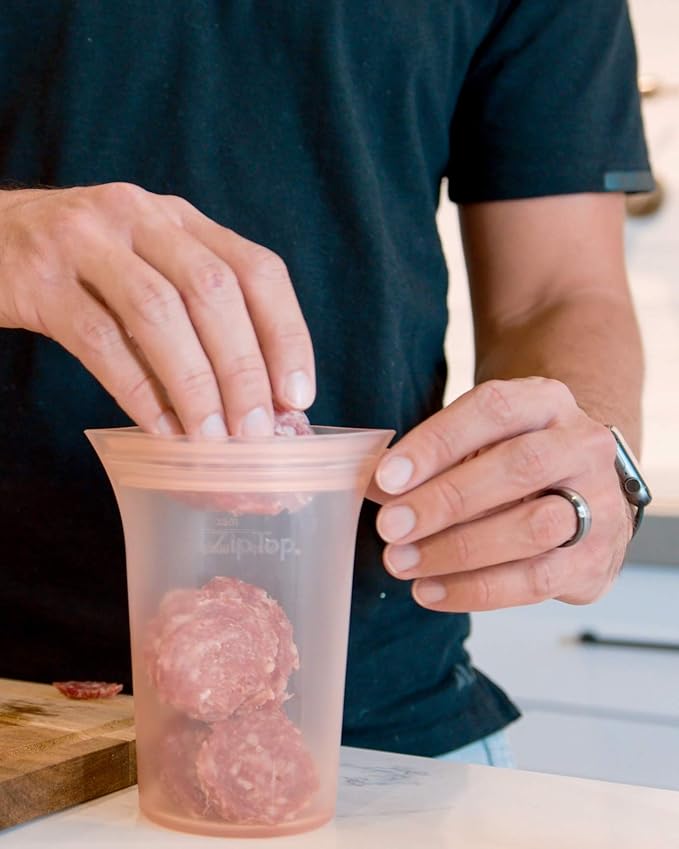 Zip Top Reusable Food Storage Bags | Medium Cup [Teal] | Silicone Meal Prep Container | Microwave, Dishwasher and Freezer Safe | Made in the USA