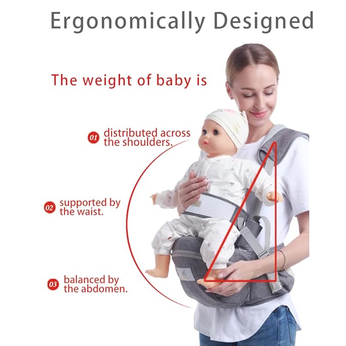 Baby Hip Seat Carrier Baby Waist Stool for Child Infant Toddler with Adjustable Strap Buckle Pocket Soft Inner Huge Storage (Green)