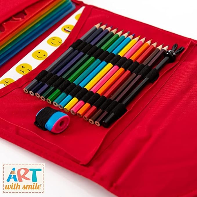 Drawing Stencils for Kids Kit & Carry Case – – Child-Safe, Non-Toxic Stencil Set with 300 Shapes, Colored Pencils, Paper, Etc. – Birthday Gifts & Travel Art Supplies for Creativity, Learning and Fun