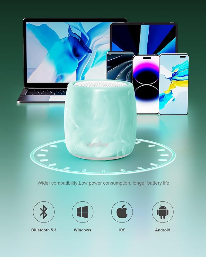 Waterproof Speaker, Small Bluetooth Speaker with Stereo Sound and Robust Bass, Mini Speakers with Hands-Free Call, IPX7 Waterproof, Portable Speakers for Shower, Indoor & Outdoor, Gift for Men, Women