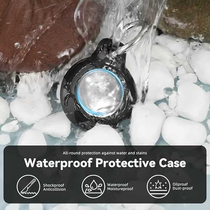 Upgrade Waterproof 2 Pack Airtags Holder with Apple Airtags Keychain, Hard PC Air Tag Case, Anti-Scratch & Shock Air tag Holder, Men's Women's Keyrings & Keychains-Black+Dark Purple