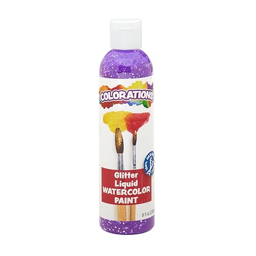 Colorations Liquid Glitter Watercolor Paint, Purple, Non-Toxic, Painting, Kids, Craft, Hobby, Fun, Water Color, Posters, Cool effects, Versatile, Gift, 8 oz.