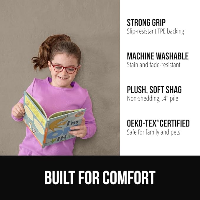 GORILLA GRIP Ultra Soft Washable Area Rug, Stain and Slip Resistant Plush Thick Carpet for Bedroom Living Room, No Shed Floor Rugs, Pet Friendly, Dorm Essentials, Kids Nursery Home Decor, 3x5, Taupe