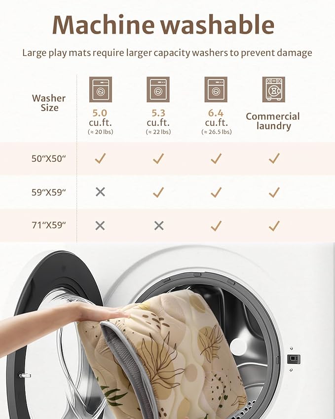 Blissful Diary Baby Play Mat, 47x47 Infant Play Mat for Playpen, Thicken Foam Cushioned Baby Mat for Floor, Non-Slip Kids Play Mat, Washable Baby Playmat for Babies,Toddlers, Earth Tones Design