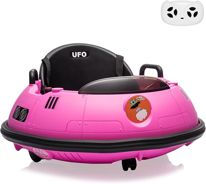 12V Electric Ride on Bumper Car for Toddlers, Kids Bumper Car with Remote Control, 360 Degree Spin, LED Lights, Dual Joysticks, Safety Belt for 18+ Months Kids, Pink
