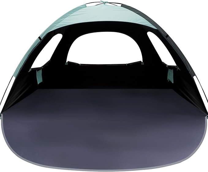 WhiteFang Beach Tent Anti-UV Portable Sun Shade Shelter for 3/4/6/8 Person, Extendable Floor with 3 Ventilating Mesh Windows Plus Carrying Bag, Stakes and Guy Lines